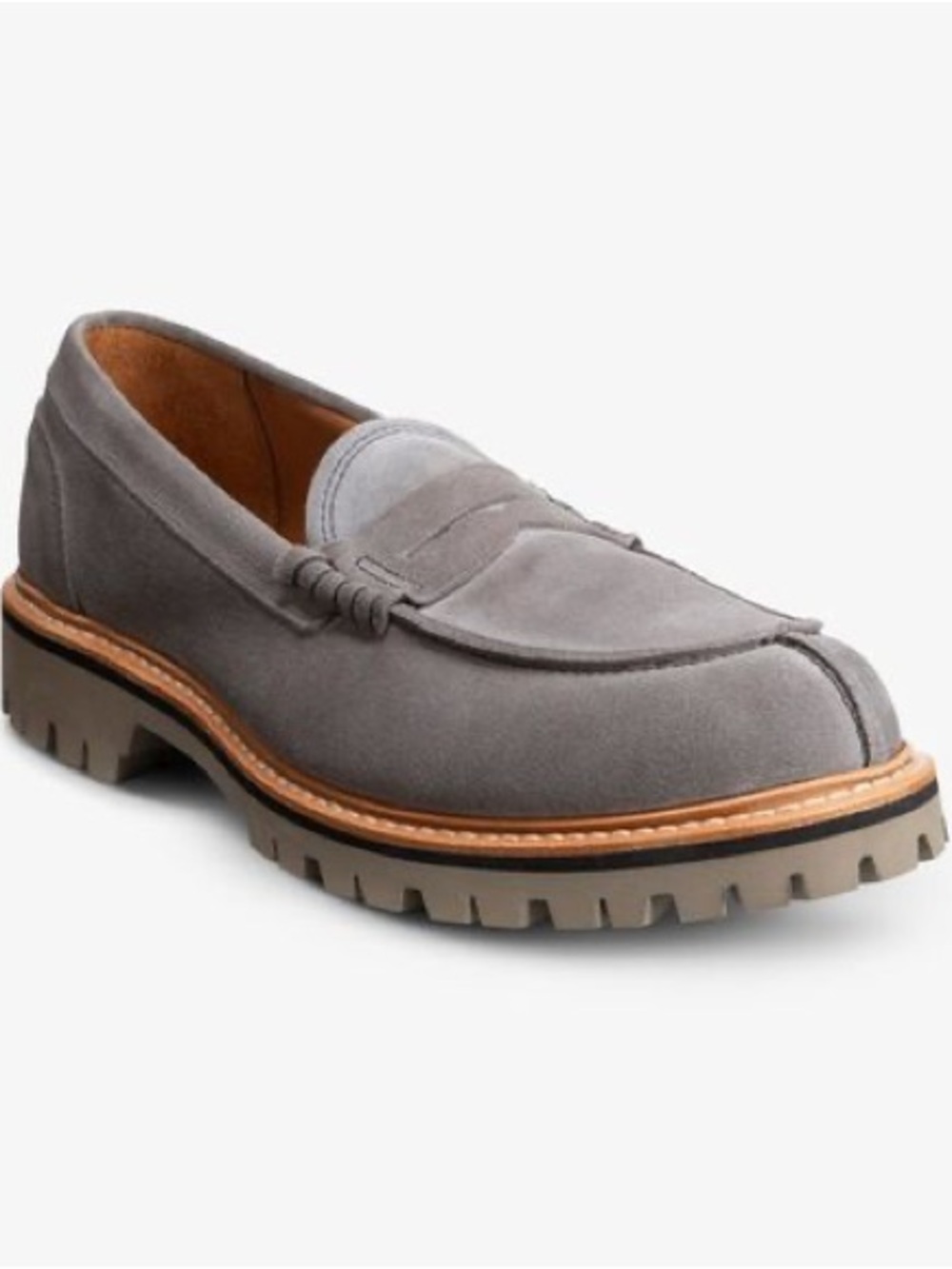 Allen Edmonds Men's Gray Suede Freeport Penny Loafers Lugsole 10D (5349) w/ Bags